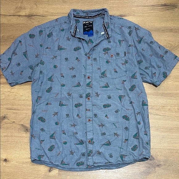 Kavu Other - Kavu Men's Gray and Green Patterned Shirt